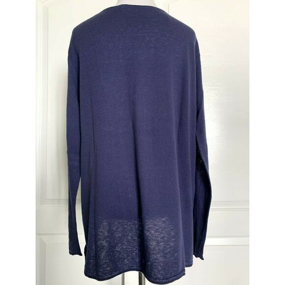 MSRP $325 VINCE. Women's Wool Silk Navy Blue Slouchy Sweater Designer M - Picture 3 of 7